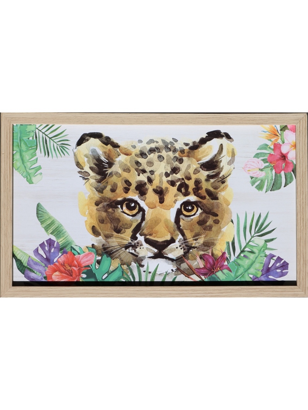 Cheetah kitten print on wood board of watercolor painting